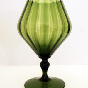 Avocado Green Optic Glass Big Blown Goblet