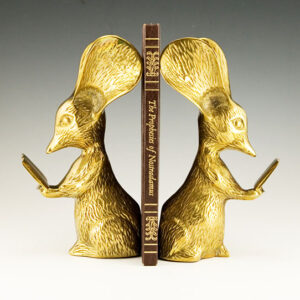 Barn Mouse Bookends in Solid Vintage Brass