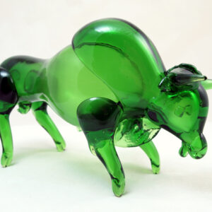 Angry Charging Bull Figurine by Murano Art Glass