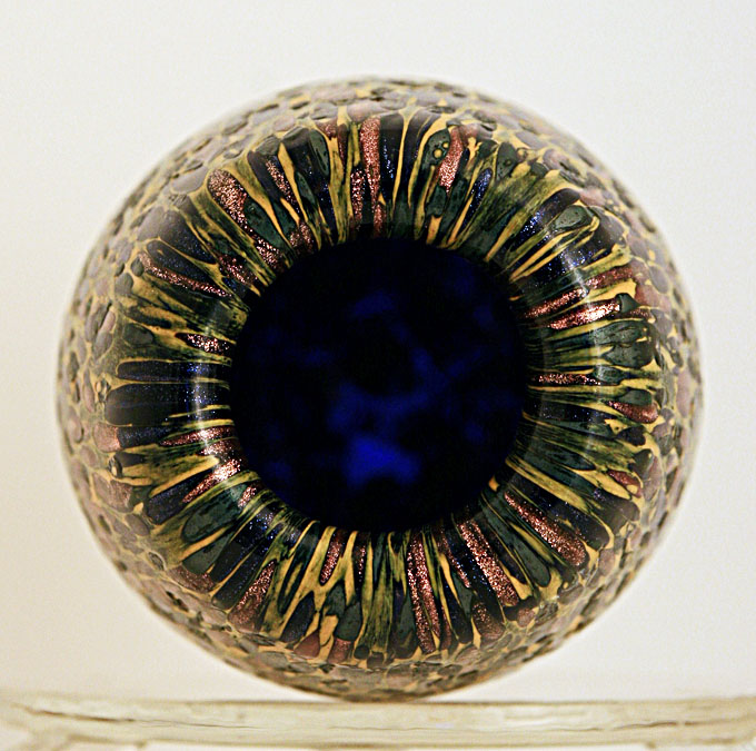 Big Hand Blown Art Glass Vase Set Laminated with Mosaic Murrines - Image 8