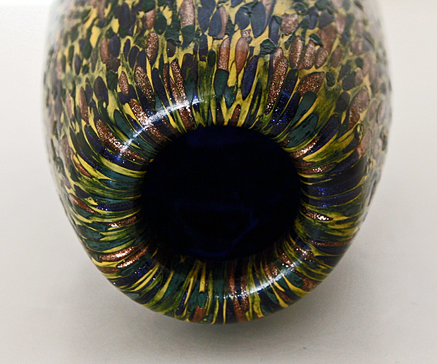 Big Hand Blown Art Glass Vase Set Laminated with Mosaic Murrines - Image 5