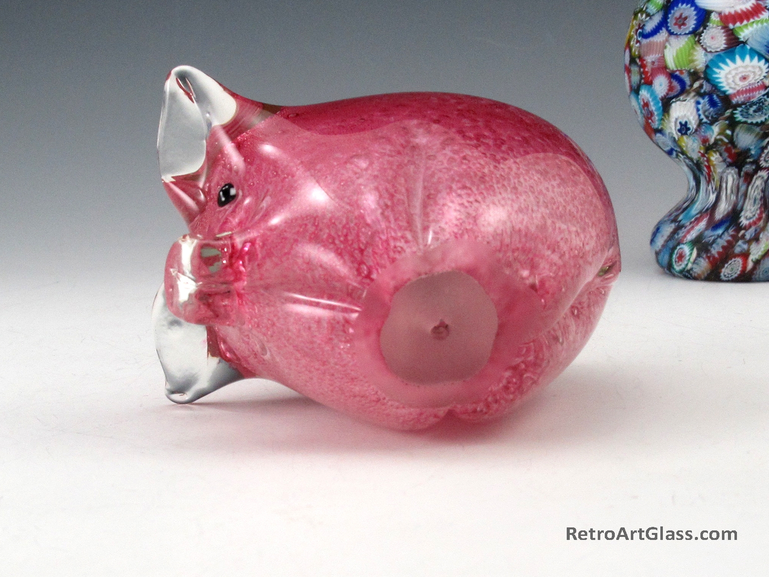 Big Pink Pig Hog Paperweight Hand-Made Cased Art Glass - Image 5