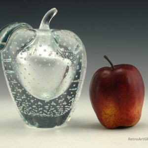 Large Murano Art Glass Paperweight Apple Vintage Crystal