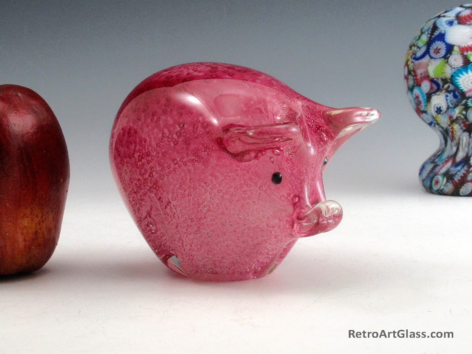Big Pink Pig Hog Paperweight Hand-Made Cased Art Glass