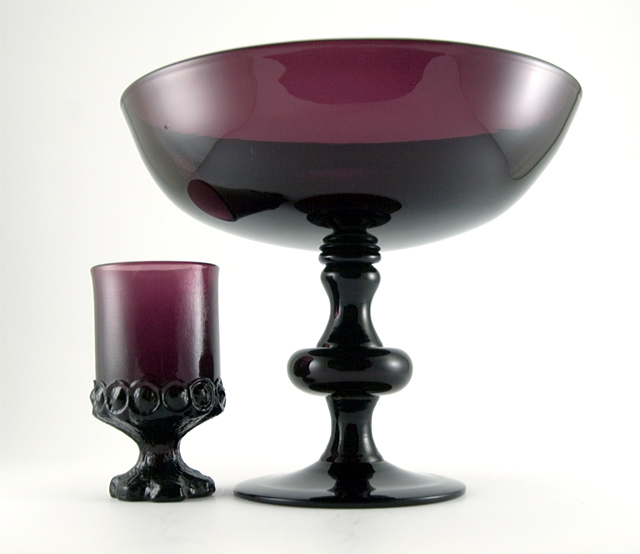 Big Vintage Italian Blown Glass Amethyst Centerpiece