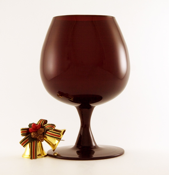Big Mid-Century Modern Ruby Crystal Goblet Vase