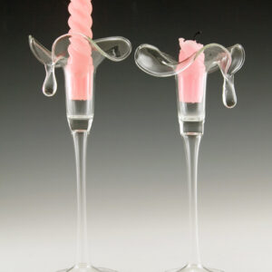 Bimini Style Blown Glass Droplet Candlestick Holder Set