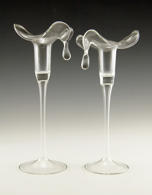 Bimini Style Blown Glass Droplet Candlestick Holder Set - Image 3