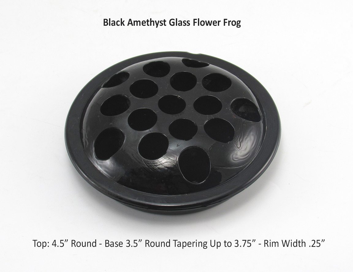 Antique Black Amethyst Glass Flower Frog Large - Image 2