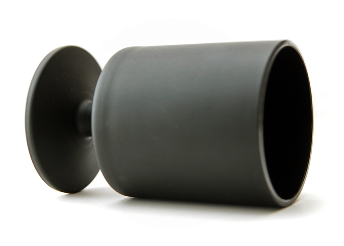 Black Satin Glass Wine Goblet Set by Tiffin - Image 3