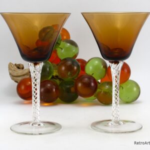 Blenko Art Glass Air Twist Stemware Set Hand-Blown Vintage