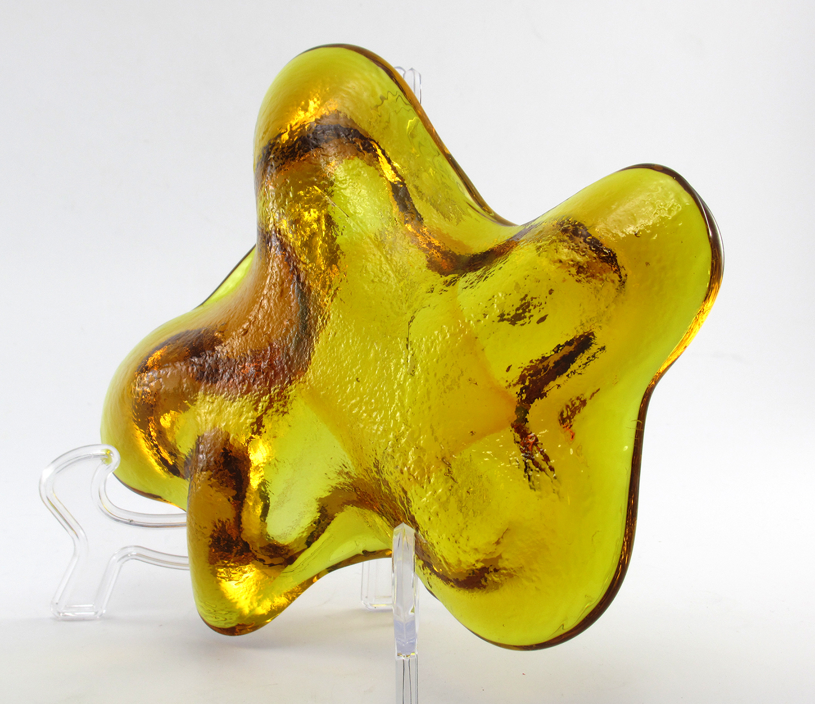 Blenko Amoeba Dish in Hand-Made Amber Art Glass - Image 5