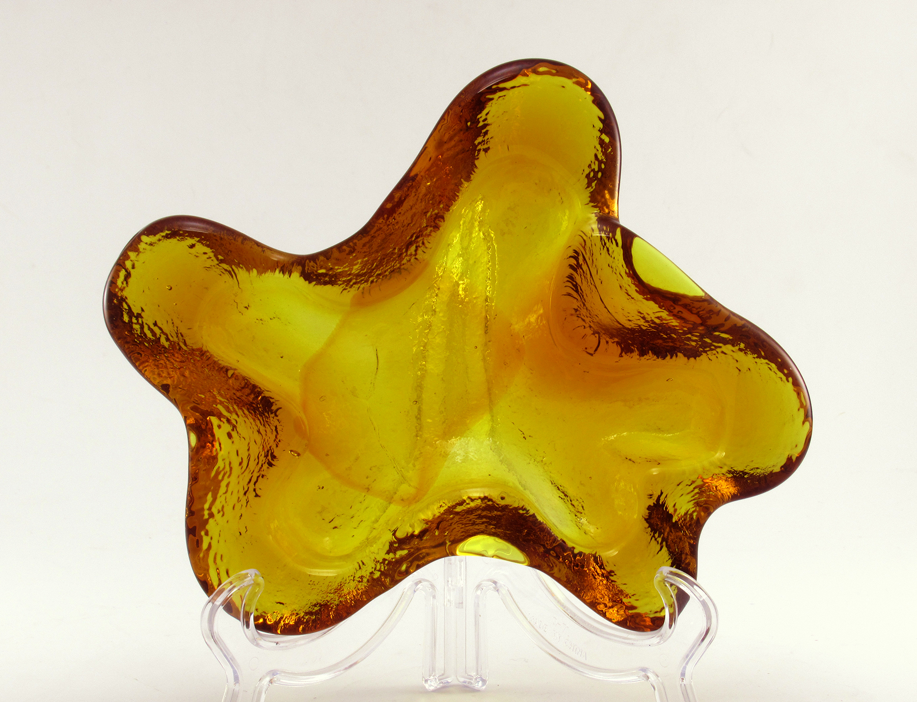 Blenko Amoeba Dish in Hand-Made Amber Art Glass - Image 2