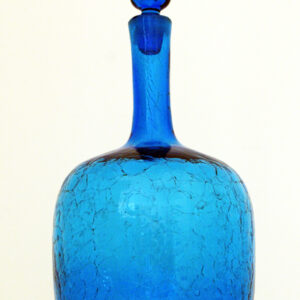 Blue Crackle Glass Decanter 1960s Blenko Art Glass