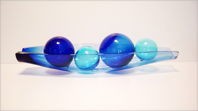 Blenko Art Glass Console Bowl With Balls