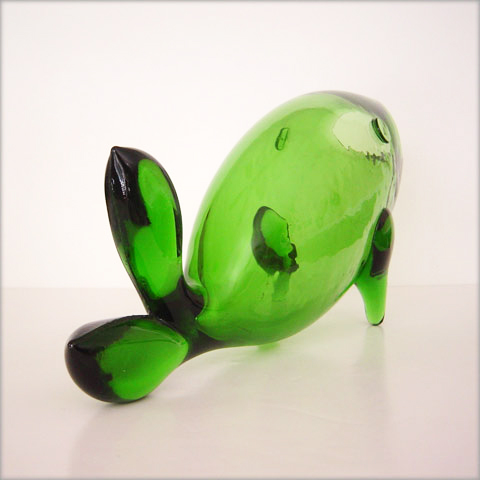 Huge Green Fish Vase by Blenko Art Glass - Image 3