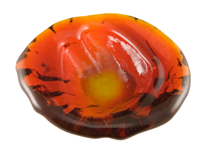 Lava Bowl in Fiery Orange by Blenko Art Glass