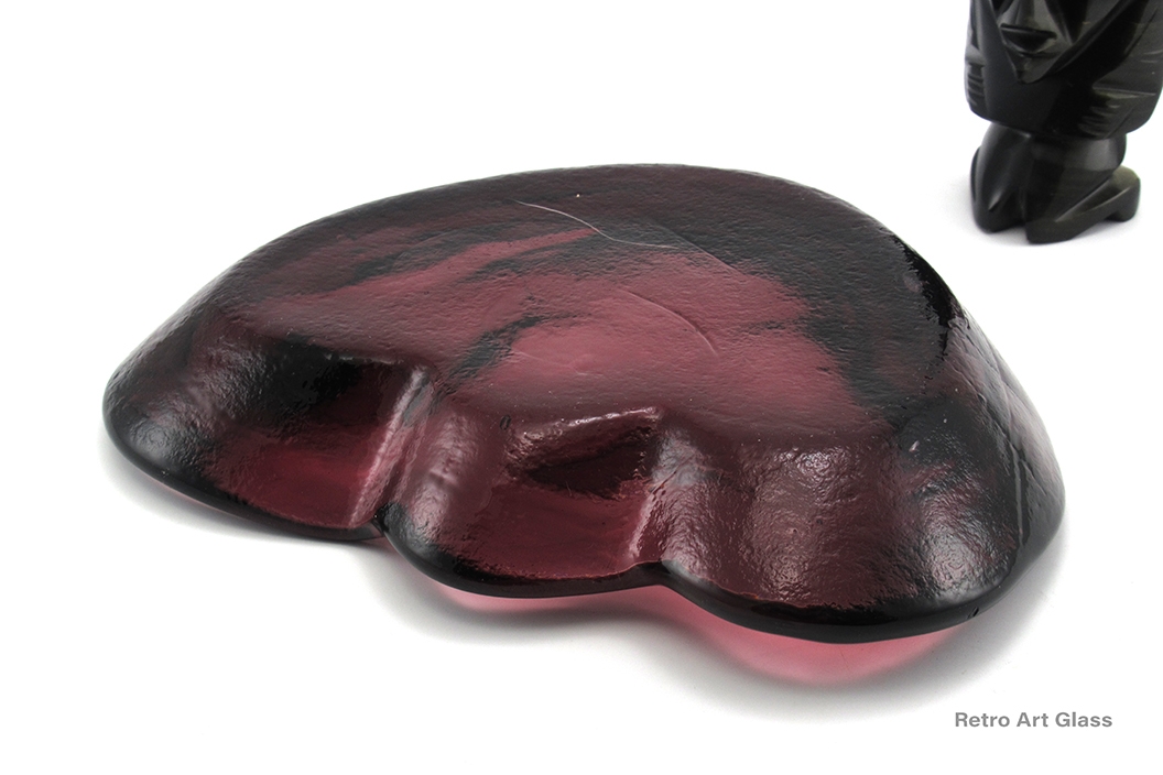 Blenko Art Glass Plum Clamshell Dish Mid-Century - Image 3