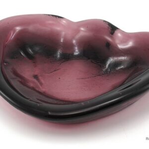 Blenko Art Glass Plum Clamshell Dish Mid-Century