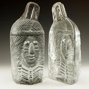 Blenko Art Glass Bookends Wigwam Indian Sculptures