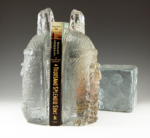 Blenko Art Glass Bookends Wigwam Indian Sculptures - Image 2