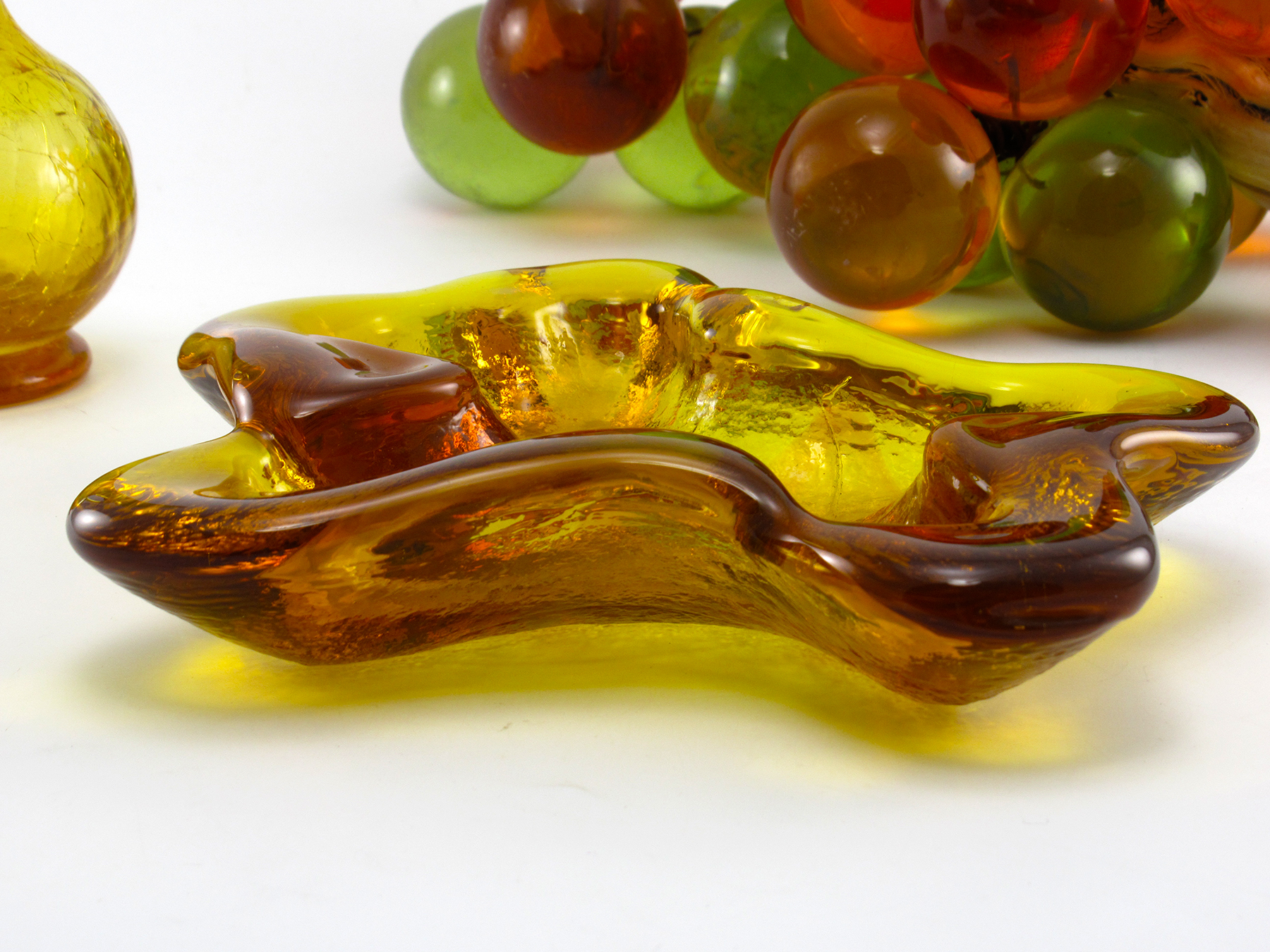 Blenko Amoeba Dish in Hand-Made Amber Art Glass - Image 3