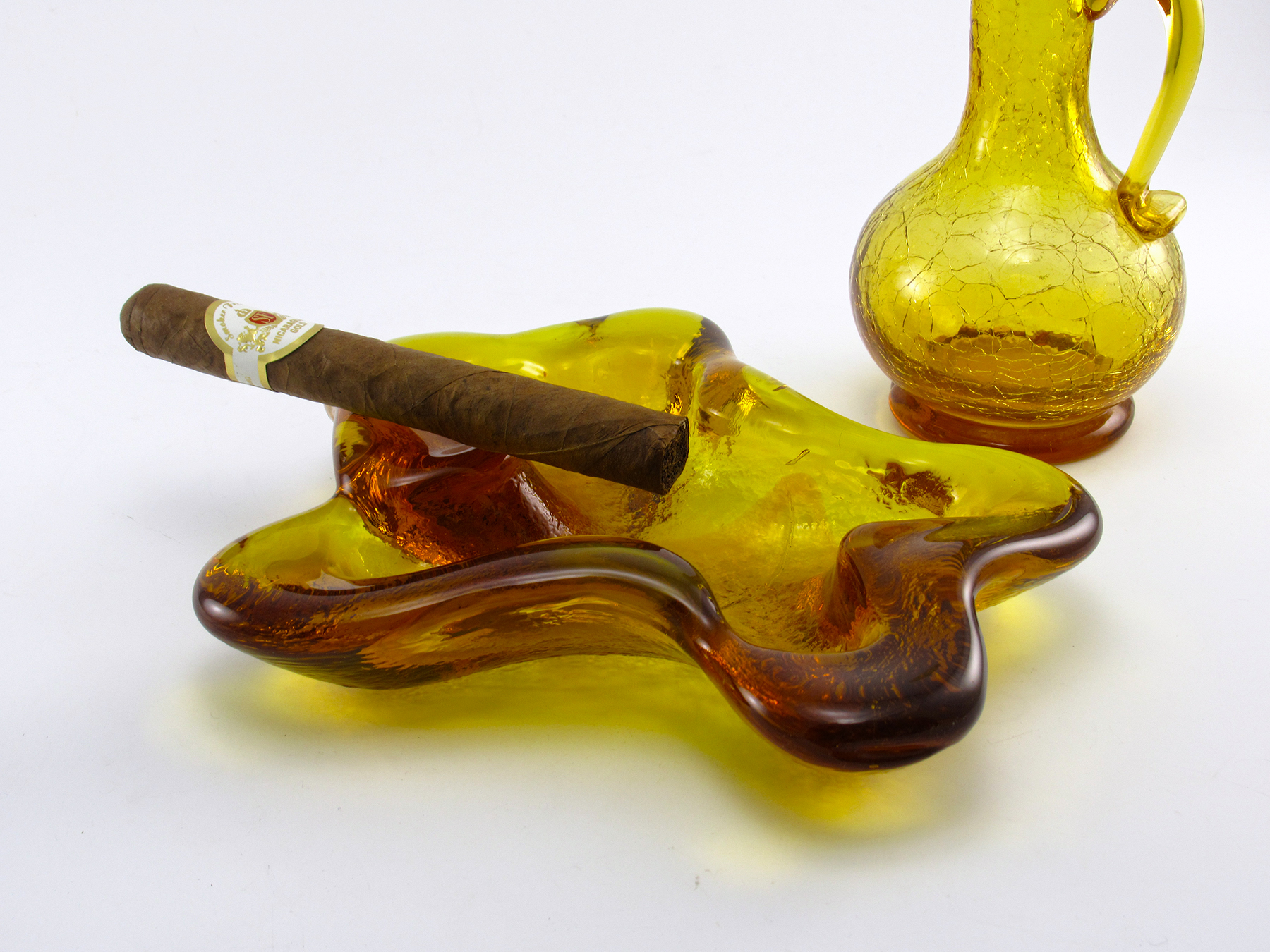 Blenko Amoeba Dish in Hand-Made Amber Art Glass - Image 6