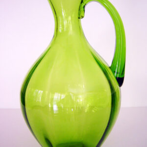 Large Blenko Optic Pitcher in Olive Green