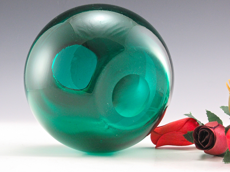 Early Blenko Glass Nile or Juniper Green Rose Bowl - Image 3