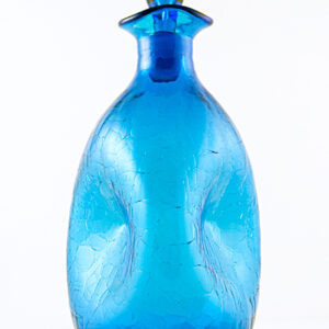 Blenko Pre-Designer Art Glass Pinch Decanter in Blue