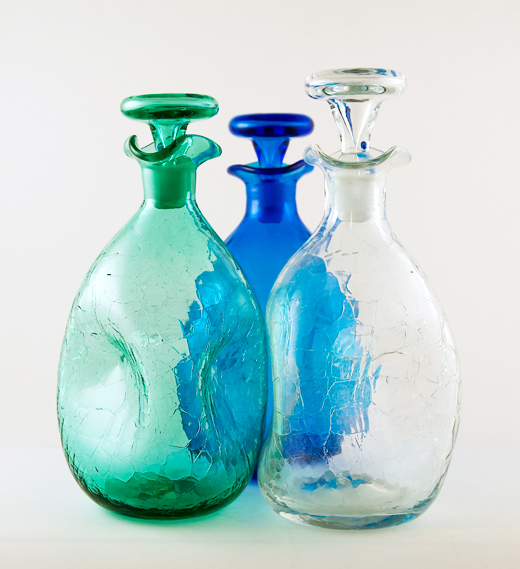 Blenko Pre-Designer Art Glass Pinch Decanter in Blue - Image 2