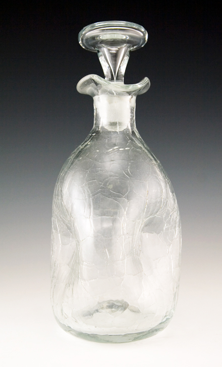 Pre-Designer Art Glass Pinch Decanter in Colorless Glass by Blenko