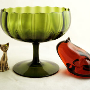 Retro 1950s Blown Avocado Glass Bowl