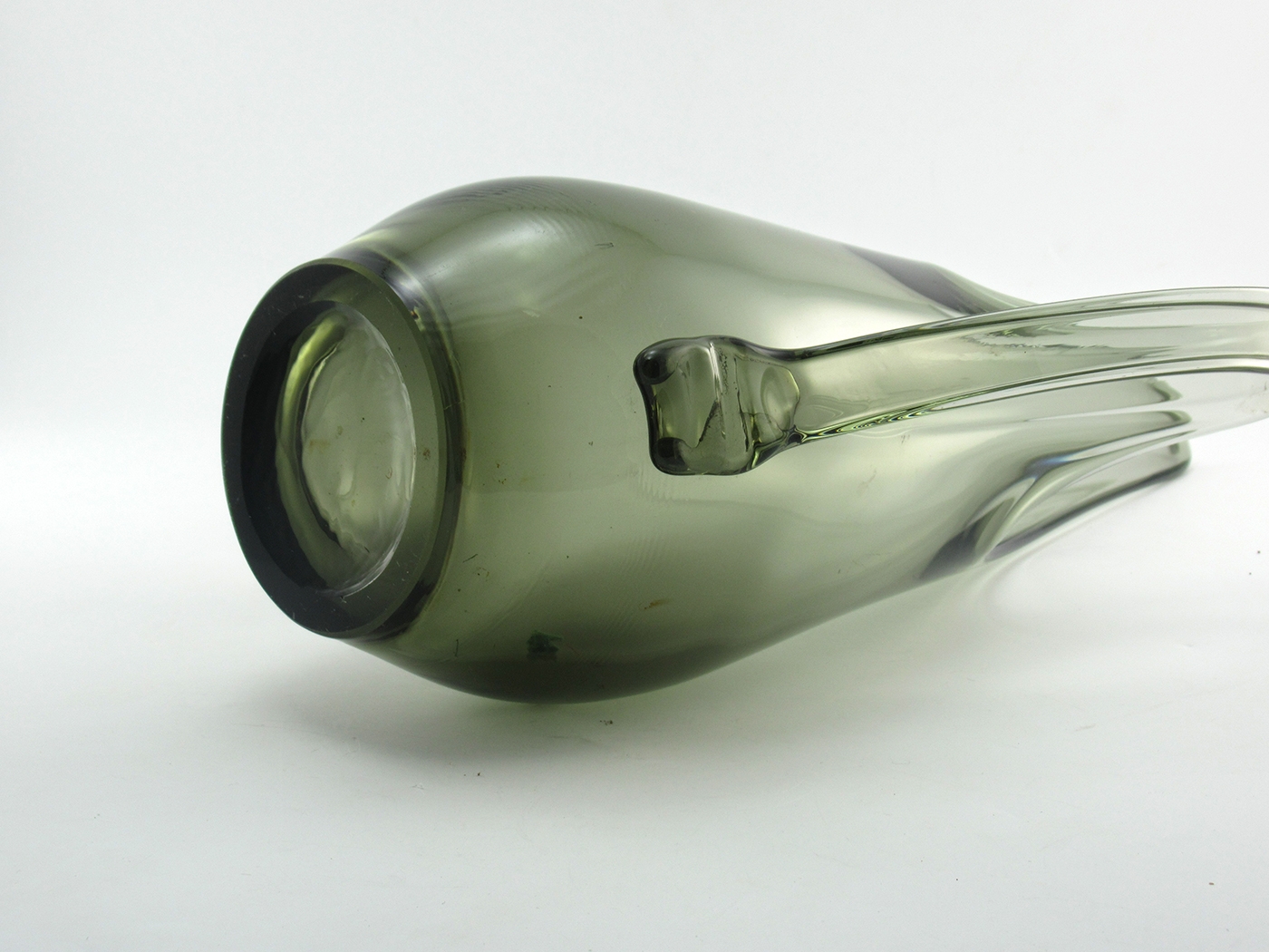 Swedish Modern Decor Tall Hand-Blown Glass Pitcher Vase - Image 4