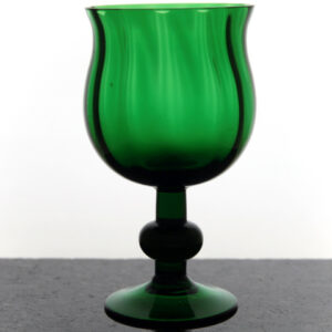 Blown Optic Glass Goblet with Ball Knop Stem