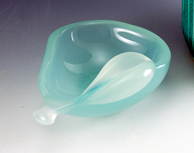 Blue Alabastro Vintage Venetian Art Glass Pear Dish