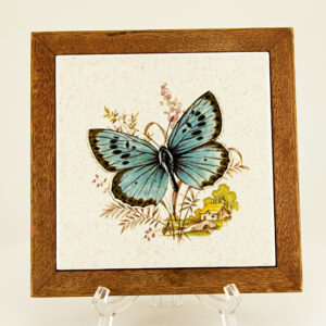 Blue Butterfly Retro Tile Art Made in USA