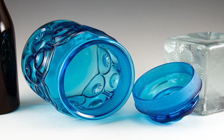 Blue Moon and Star Depression Glass Jar - Image 3