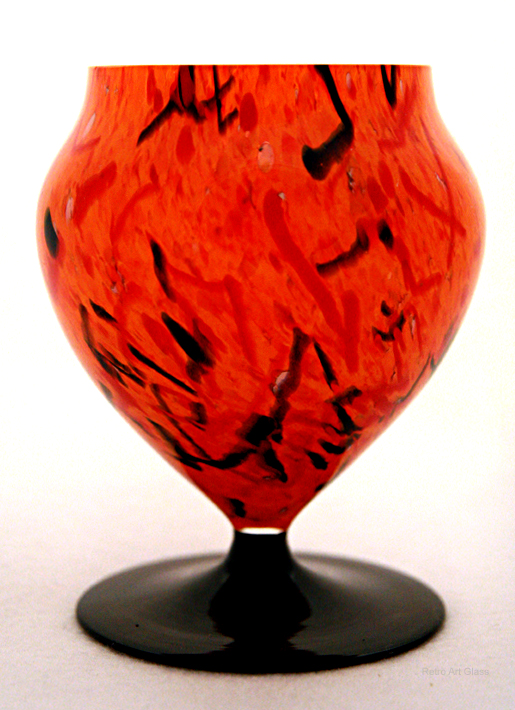 Bohemian Czech Tango Confetti Glass Footed Vase
