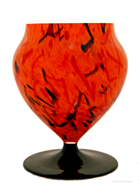 Bohemian Czech Tango Confetti Glass Footed Vase - Image 3