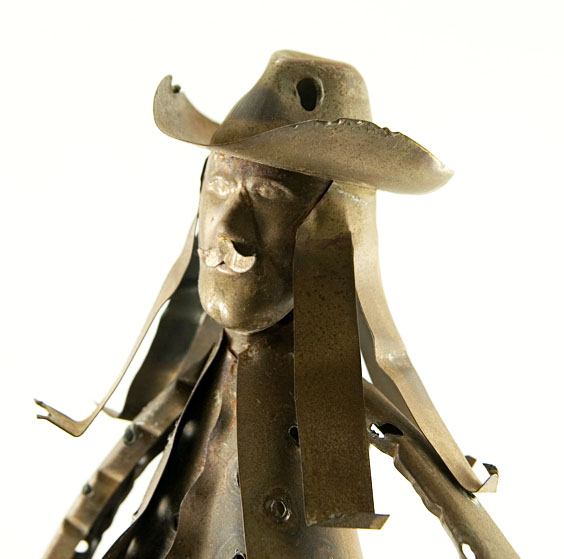 Buffalo Bill Tall Handmade Vintage Brass Sculpture - Image 2
