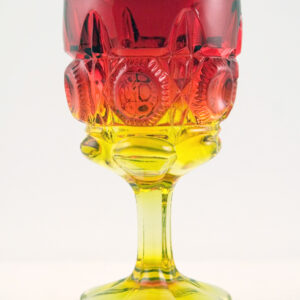 Bulls Eye Art glass Goblet in Amberina