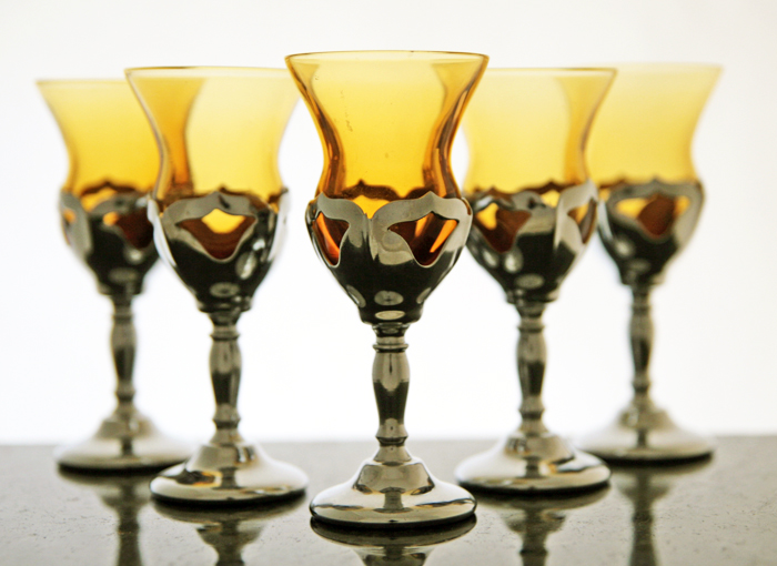 Set of 5 Cambridge Farberware and Glass Stemmed Cordial Shots - Image 3