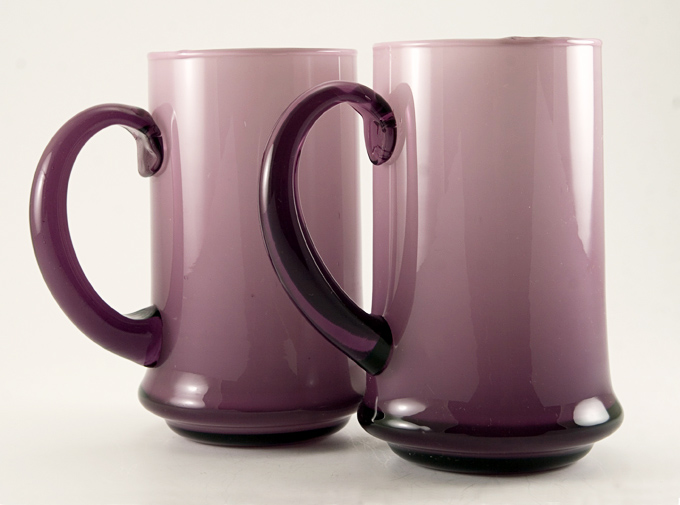 Mid-Century Modern Art Glass Beer Italian Mugs by Moretti