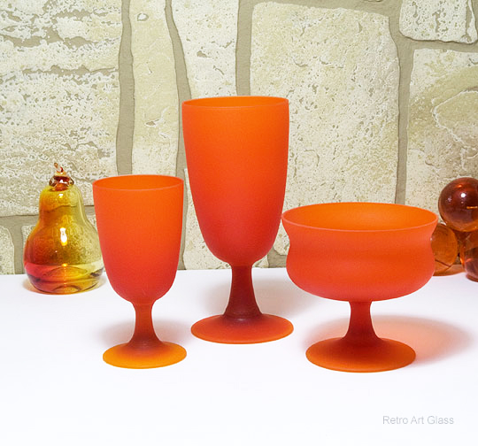 Carlo Moretti Satinato Lead Crystal Goblet Set 1960's - Image 4