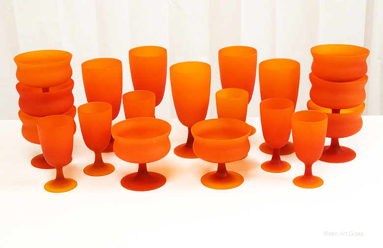 Carlo Moretti Satinato Lead Crystal Goblet Set 1960's