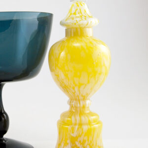 Cased and Mottled Hand Blown Czech Glass Gurgle Bottle