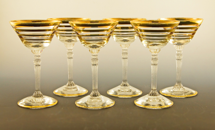 Central Glass Antique Stemware Set of Six