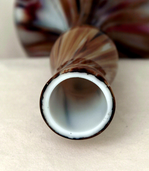 Hand Blown Victorian Art Glass Chalcedony Vase - Image 6