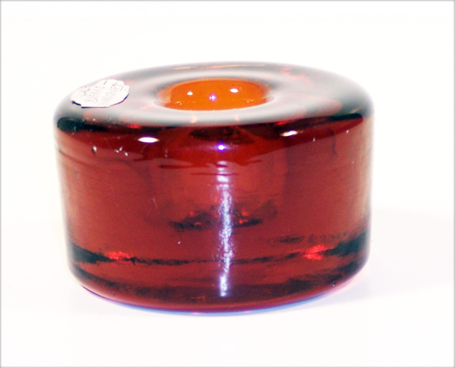 Blenko Glass Candlestick Holder with Foil Hand Sticker - Image 4